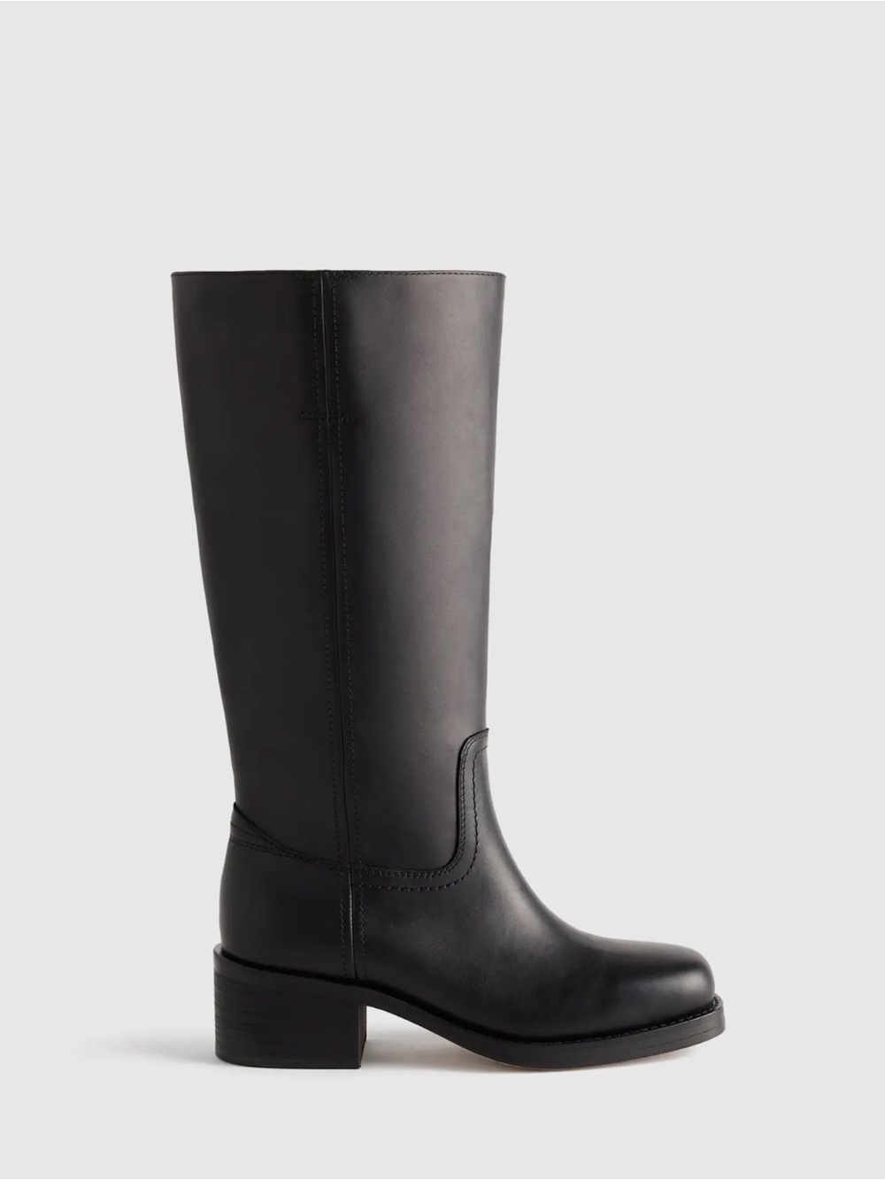 Quince NIB Italian Leather Block Heel Boot in Black Size 9